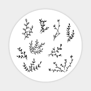 Flowers pattern black and white Magnet